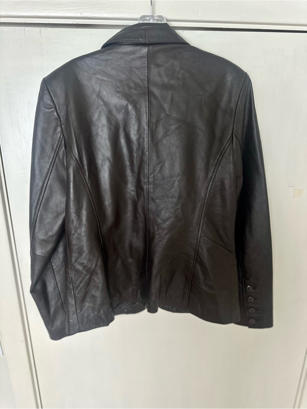 Alfani Genuine Leather Jacket | Brown Moto Biker Coat | Minimalist 90s style - Picture 4 of 6